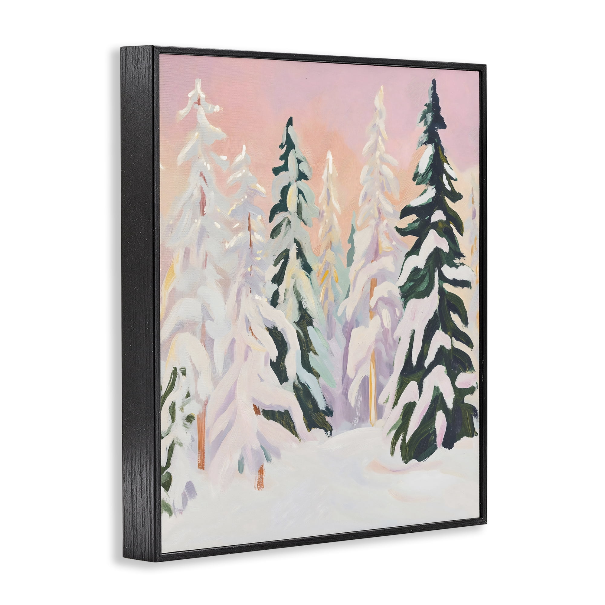 Stupell Industries Peachy Pastel Winter Forest Black Framed Giclee Art, design by The Prints Vibe