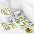 thumbnail image 4 of 4 Pcs Shower Curtain Set Floral Lemon Fruits Flowers Leaves Vintage Yellow with Non-Slip Rugs Toilet Lid Cover and Bath Mat, 4 of 7