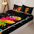 thumbnail image 3 of Metsweet Watercolor Dino Zipper Twin Comforter Sets with Fitted Sheet and 2 Pillowcases, Gradient Starry Sky Zipper Bedding Set, Pink Black,4-Piece,Black Reversible, 3 of 6