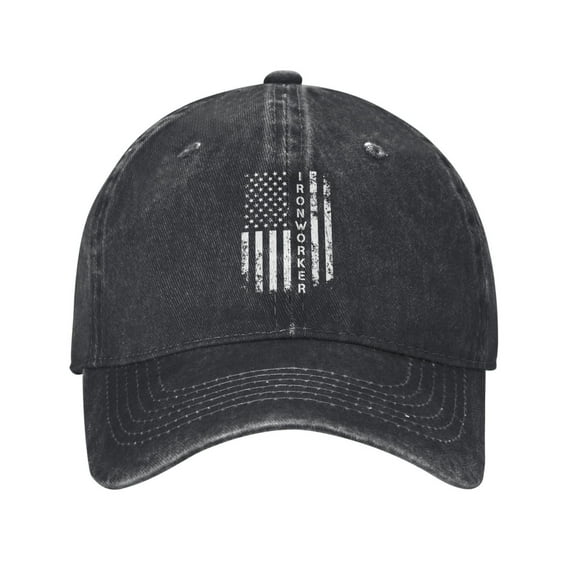 Ironworker American Flag Cowboy Hat Baseball Hat Trucker Hat For Men Women Retro Denim Hats Baseball Cap Dad Hat