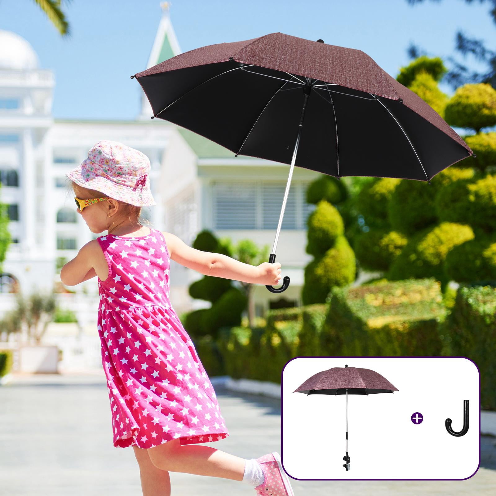 LeeQinersw 33" Baby Pram Umbrella, Stroller Umbrella with Adjustable Fixing Clamp, Sun Cover, Clip on Pushchair Parasol for Pushchair Pram Stroller Bike dark red