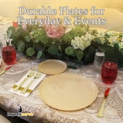 Impresserve Edge Collection Disposable Plastic Plates, 6, Beige, 10 Count
