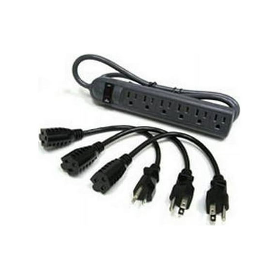 C2G 39995 4 ft. 6 Outlets 270 Joules Surge Suppressor with (3) 1ft Outlet Saver Power Extension Cords