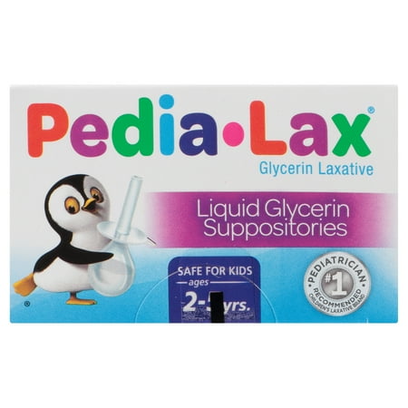 Pedia-Lax Laxative Liquid Glycerin Suppositories for Kids, Ages 2-5, 6 Count, 3 Pack