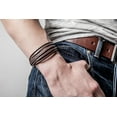 thumbnail image 4 of SERASAR Men's Genuine Leather Bracelet "Braid" with stainless steel magnetic closure, Brown 17cm, including gift box, 4 of 10