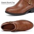 thumbnail image 3 of Ecetana Women's Chunky Low Heel Ankle Boots Round Toe Leather Western Short Booties with Side Zipper, 3 of 7