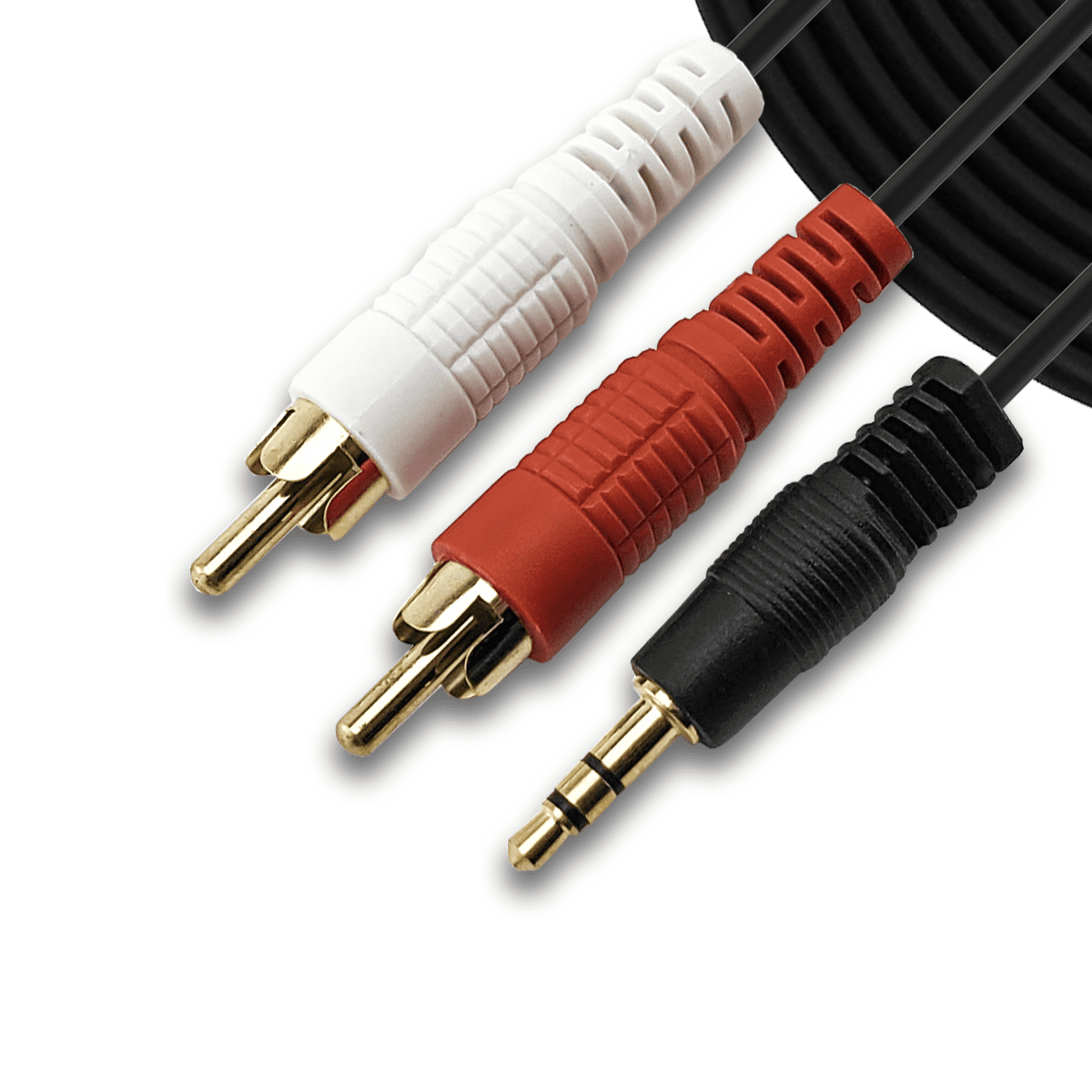 SatelliteSale Auxiliary 3.5mm Audio Jack to 2 RCA Composite Aux Cable Universal Wire PVC Black