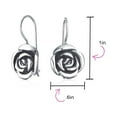 thumbnail image 4 of Bling Jewelry Womens Romantic Black Rose Flower Drop Earrings French Wire Oxidized Sterling Silver, 4 of 5