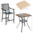thumbnail image 3 of Costway 3 PCS Patio Bar Stool Square Table Bistro Set Cushioned Chairs Armrest, 3 of 9