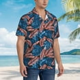 thumbnail image 3 of Pofeuu Tropical Leaves Print Hawaiian Shirt for Men Sleeves Casual Button Down Summer Beach Dress Shirts T-Shirts,Small, 3 of 7