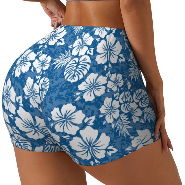 Balery Leaves And Flowers Pantalones cortos de entrenamiento estampados para mujer, sin costuras, ajustados, para gimnasio, yoga, correr, deportes, ejercicio activo, fitness.-XX-Large
