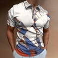 thumbnail image 2 of Marble Texture Men Zipper T-shirt Summer Casual Short Sleeve T-shirt Top, 2 of 7