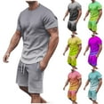 thumbnail image 1 of UVEASISHA Mens Running Shorts and Shirt Set,Casual Tracksuits for Men Gradient Color Short Sets Summer Muscle Workout 2 Piece Outfits 2025 Fashion Sweatsuit Set Today Sales, 1 of 6