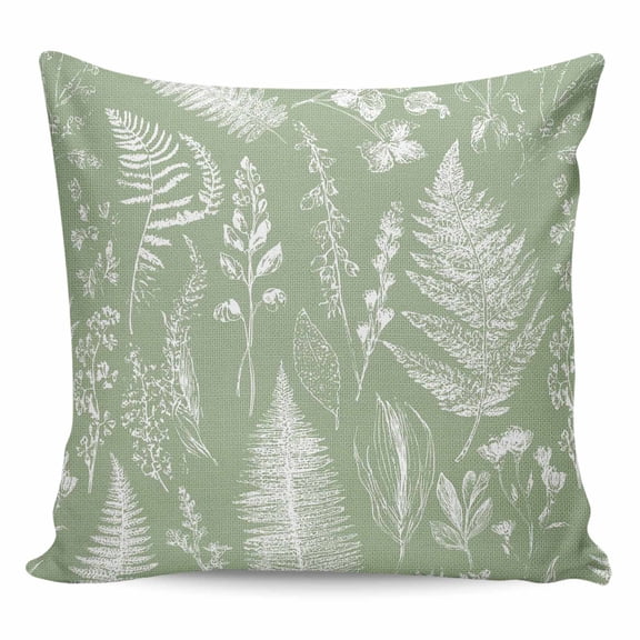 Sage Green Botanical Pillow Covers 20x20 Inch Decorative Throw Pillow Cover, Farmhouse Country Leaves Plant Sofa Pillowcases Accent Cushion Case Home Decor Bedroom Living Room