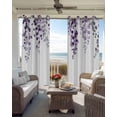 thumbnail image 4 of Blackout Curtains for Bedroom, Purple Eucalyptus Leaves Room Darkening Window Drapes for Living Room, Watercolor Botanical Summer Thermal Insulated Grommet Curtains, 52x63 inch, 2 Panels, 4 of 9