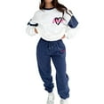 thumbnail image 2 of Sweatsuits for Women 2 Piece Heart Print Color Block Sweatshirt Fashion Casual Crewneck Lounge Sets XL, 2 of 10