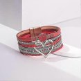 thumbnail image 5 of 1 Pcs Heart Leather Wrap Bracelets Stackable Boho Cuff Bangles Trendy Resin Stone Rhinestone Bracelets With Magnetic Clasp For Women Christmas Gift, 5 of 5