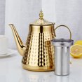 thumbnail image 4 of SANQIAHOME 1.6L(54oz) Stainless Steel Hammer Patterned Teapot With Removeable Infuser,Loose leaf cover,Gold, 4 of 12