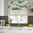 thumbnail image 4 of Sage Green Ombre Curtain Valances for Windows, Kitchen Valance Window Treatments Panel 2 Pack, Modern Moire Geometric Abstract Rod Pocket Short Curtains for Bathroom Bedroom 42 x 12 Inch, 4 of 8