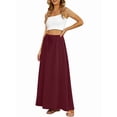 thumbnail image 4 of Women'S Flowy Maxi Skirt Summer Pleated High Waisted Casual Long Skirts with Pockets Red M, 4 of 8