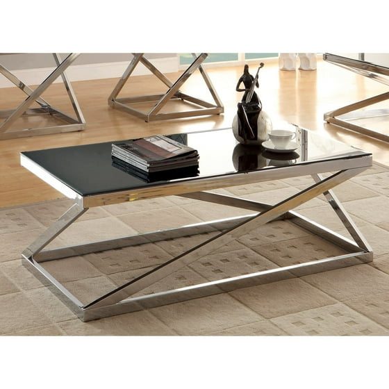 Furniture Of America Bellegra Rectangular Beveled Tempered Gl Furniture Of America Bellegra Rectangular Beveled Tempered Gl Coffee Table Chrome Black