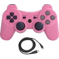 thumbnail image 1 of Manettes Sans Fil de Remplacement pour Manette de Jeu PS3 à Télécommande Joystick Double Vibration avec Câble de Chargement (Rose), 1 of 6