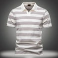thumbnail image 2 of Men's Polo Shirts Striped Performance Stretch Athletic Cotton Top Casual Vacation Short Sleeve Button Collared Shirts for Men, 2 of 5