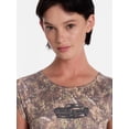 thumbnail image 4 of Muscle Car Women's Camo Graphic Tee with Cap Sleeves, Sizes XXS-XXL, 4 of 5
