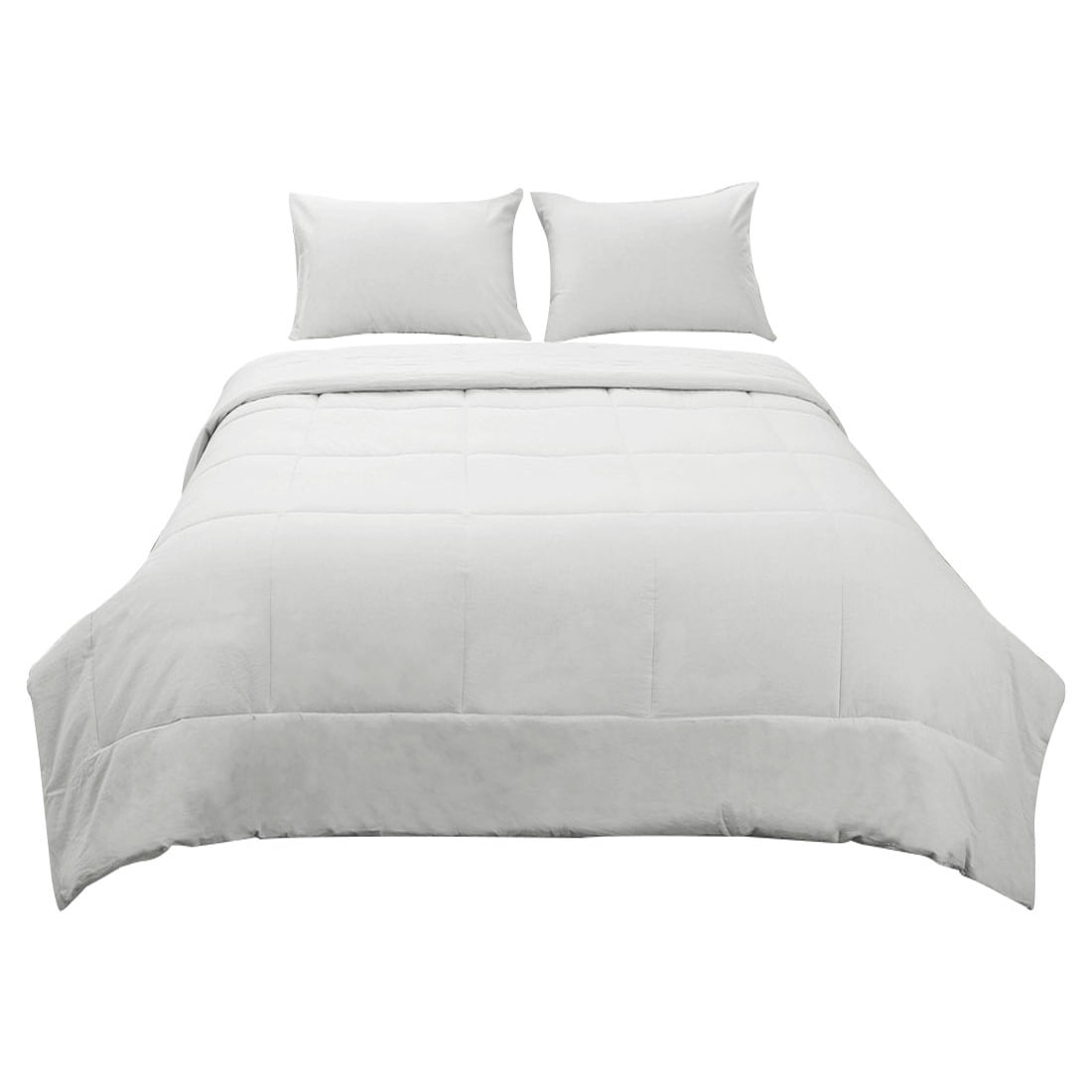 Queen All Season 100 Washed Cotton Quilted Comforter Set W 2