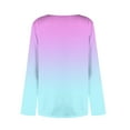 thumbnail image 6 of ShiShine 2025 Fall Square Neck Tops for Women Trendy Long Sleeve Tshirt Gradient Color Casual Loose Fit Button Blouses, 6 of 7