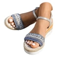 thumbnail image 3 of DAFEI Sandales pour Femmes Habillées en Paille Tressée à Talon Compensé Sandales à Plateforme Simples et Confortables Sandales de Mode d'Été avec Fermeture, 3 of 8