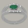 thumbnail image 2 of LBG British Made 925 Sterling Silver Natural Emerald & Diamond Womens Engagement Ring - 33 size options - Size 4.75, 2 of 7