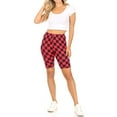 thumbnail image 4 of Women's Casual Checkered Plaid Band Waist Stretch Biker Shorts, 4 of 4