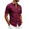 thumbnail image 4 of SAWOBUUN Men's Short Sleeve Button Down Shirt Plaid Casual Slim Fit Dress Shirt Summer Business Work Top with Chest Pocket, 4 of 9