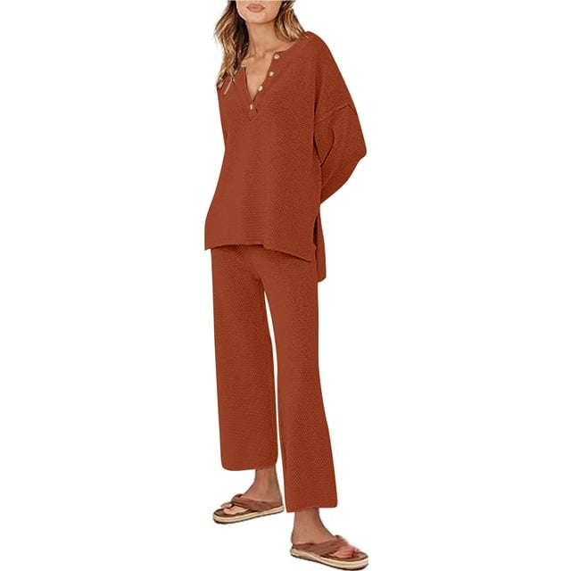 Women 2 Piece Outfits Oversized Loungewear Loose Slouchy Set 2023 Fall Sweatsuit Matching Lounge Sets Red S