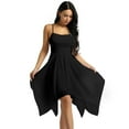 thumbnail image 3 of inhzoy Robe de Danse Lyrique pour Femmes en Chiffon Bretelles Spaghetti Asymétrique Robe de Bal Noire G, 3 of 8