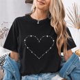 thumbnail image 4 of Jollimate Celestial Sparkling Heart T-Shirt, Starry Minimalist Graphic Tee, Casual Women's Shirt, 4 of 6