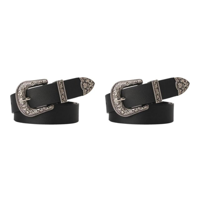 Guardoinrt Ceintures en Faux Cuir avec Boucle Sculptée pour Femmes Jeans Robe Noire Type A 2Set