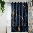 thumbnail image 4 of Waterproof Shower Curtain - Geometric Pattern Abstract Art Bathroom Curtains with Hooks,Gold Line Dark Blue Bathtub Curtain for Shower Stall,48x72 Inch, 4 of 6