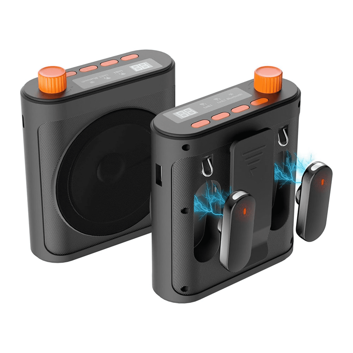 Portable Voice Amplifier with 2 Wireless Microphones for Teachers & Elderly Rechargeable Sound Quality Voice Amplifier