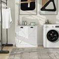 thumbnail image 2 of MIDOQIN Double Tilt Out Laundry Hamper Cabinet, Wooden Hidden Laundry Sorter Cabinet Free Standing Trash Can Cabinet for Home, Living Room, 2 of 12