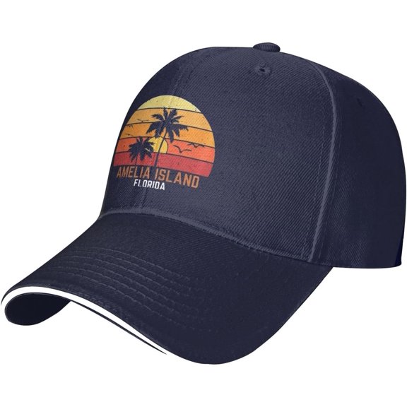 Amelia Island Florida Adjustable Outdoor Leisure Sandwich Hat Baseball Hat Outdoor Fishing Hat