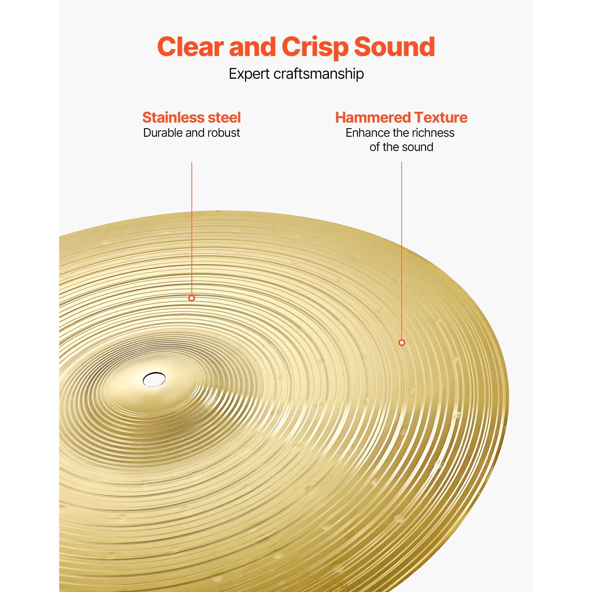 Cymbal Pack, 4 Pieces Cymbals for Drum Set, Alloy Cymbals Drum Set Includes 14-inch Hi-Hats, 16-inch Crash, 18-inch Crash, 20-inch Ride, Drumsticks & Cymbal Bag, Alloy Cymbal Pack for Drummer
