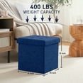 thumbnail image 2 of Ornavo Home 2 Pack 15 Inch Folding Storage Ottoman with Storage, Square Cube Linen Small Storage Ottoman Foot Rest Stool - Navy Blue, 2 of 6