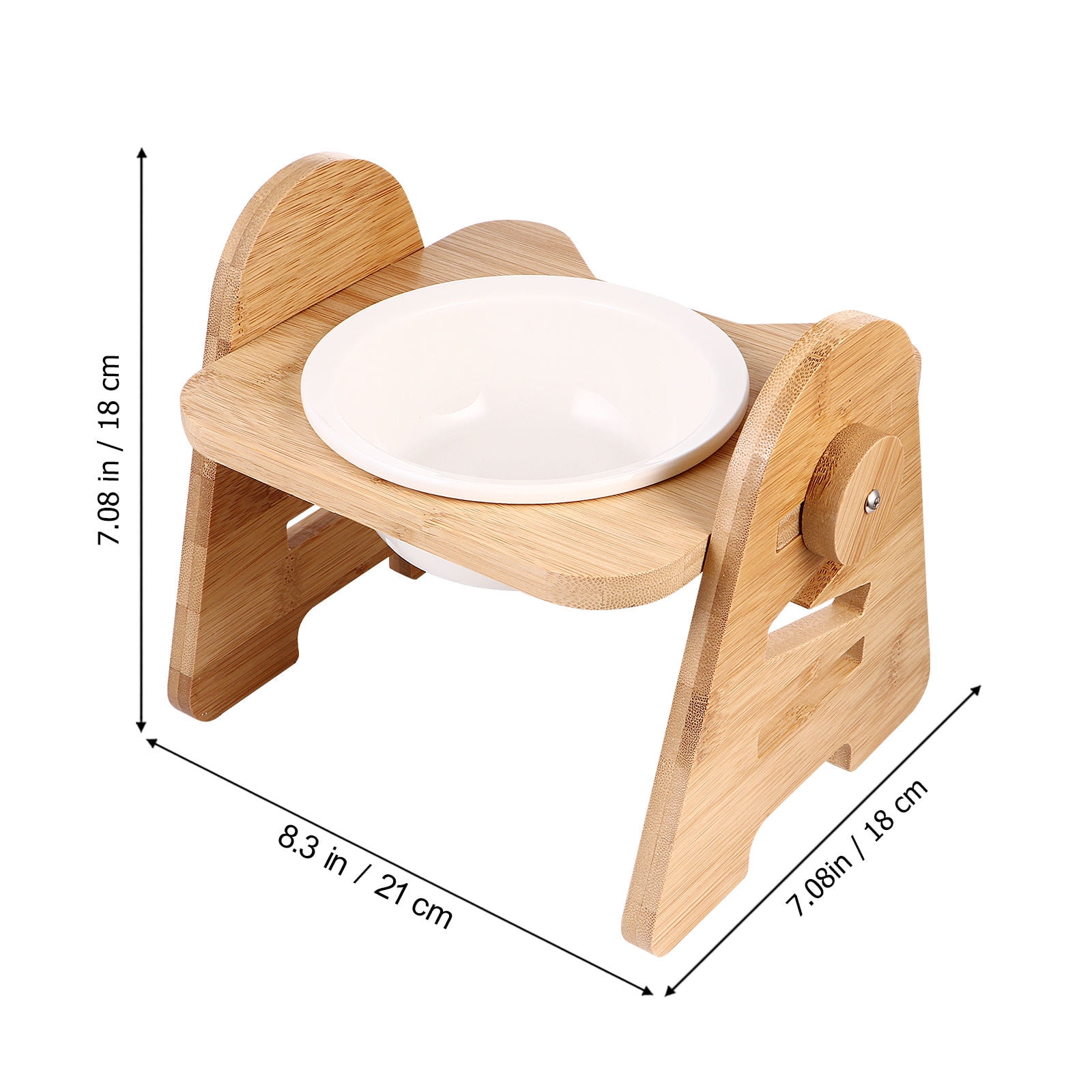Tineasur Khaki Ceramic Raised Pet Bowl with Adjustable Stand for Small Dogs and Cats, 1 Stand Included