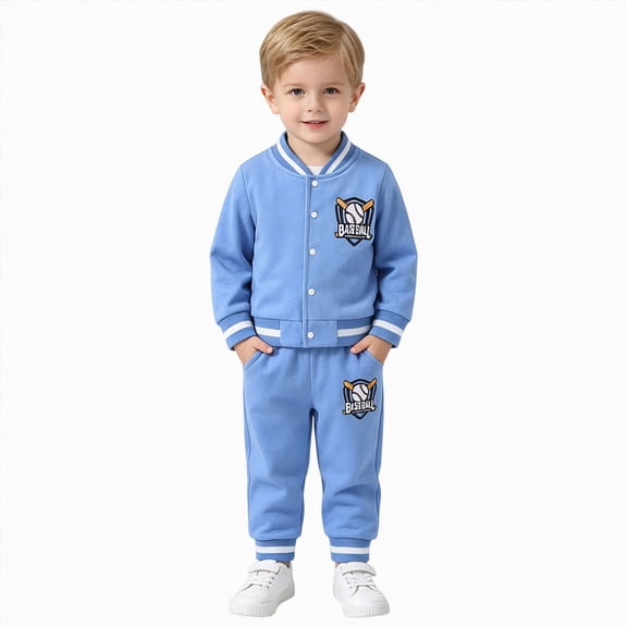 KPOPLK Fall Baby Boy Clothes 6 9 12 18 24 Months 2T 3T Winter 2 Piece Long Sleeve Button Down Shirts and Pants Trendy Boys Outfits Set Blue Size 2-3 Years