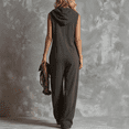 thumbnail image 4 of JULMCOMO Jumpsuits for Women Hooded Zip Up Sleeveless Casual Overalls Wide Leg Vacation Loose Fit Jumpsuit with Pockets Dark Gray XL, 4 of 4