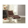 thumbnail image 2 of Top Grain Leather Chaise, Vintage Dark Brown & Stainless Steel, 2 of 2