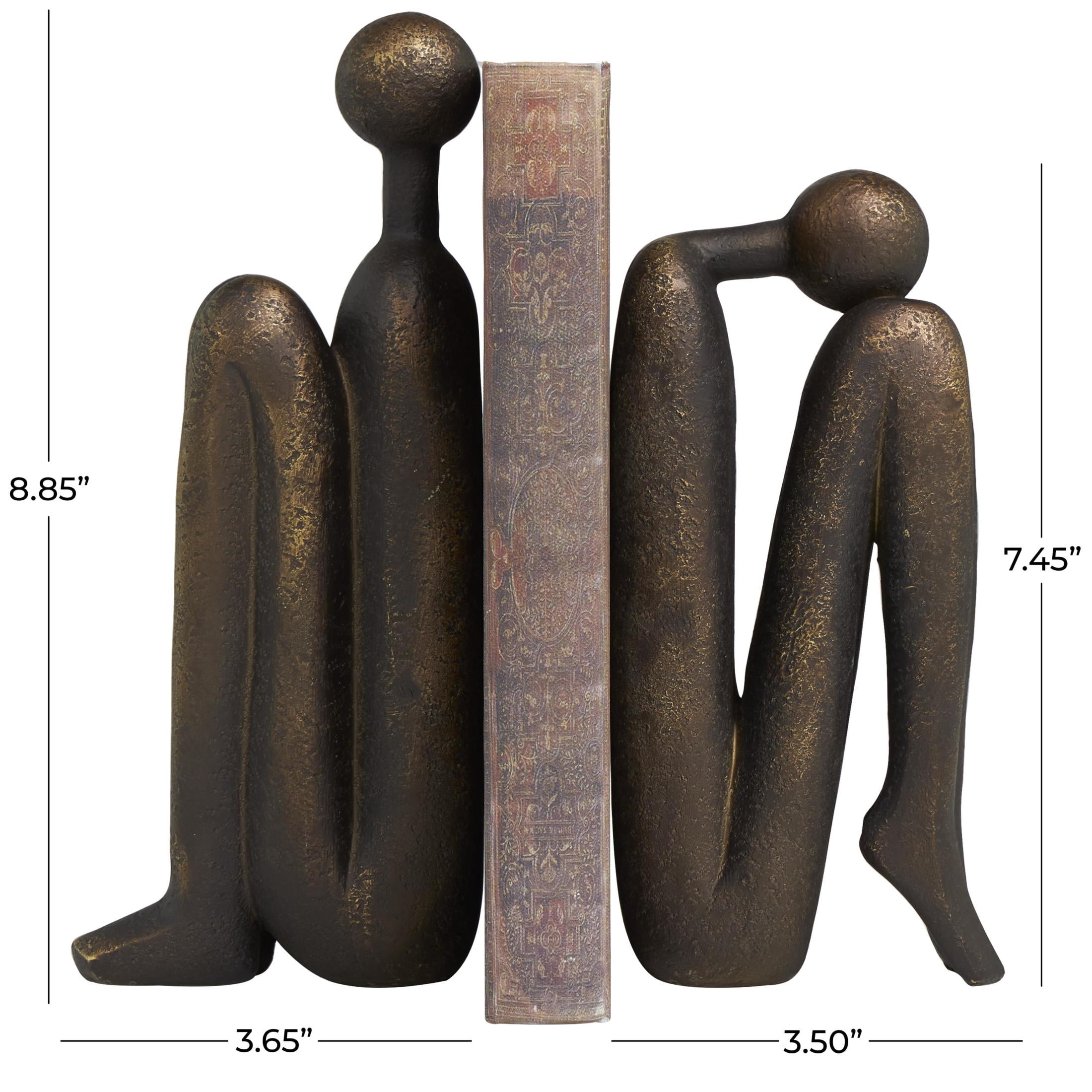 DecMode 4" People Bronze Polystone Bookends (Set of 2)