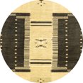 thumbnail image 1 of Ahgly Company Indoor Round Abstract Dark Brown Abstract Area Rugs, 3' Round, 1 of 6